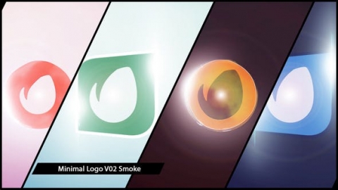 AE模板-简约平面烟雾企业简约明亮发光飞入烟雾片头logo演绎开场视频
