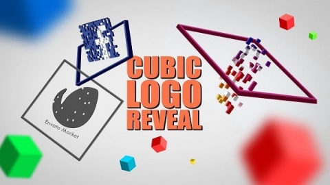 AE模板-立体徽标显示简约创意立体多边形动画片头logo演绎开场视频