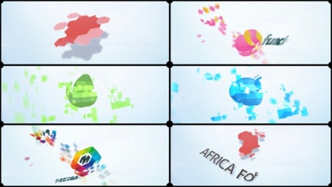 AE模板-碎片企业徽标企业时尚多彩多边形碎片汇聚片头logo演绎开场视频