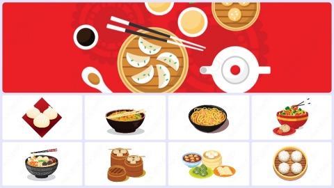 图片素材-扁平中餐食物餐饮平面卡通图形插画MG二维矢量素材元素道具包