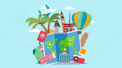 图片素材-扁平环游世界旅游地球地标自然场景-19
