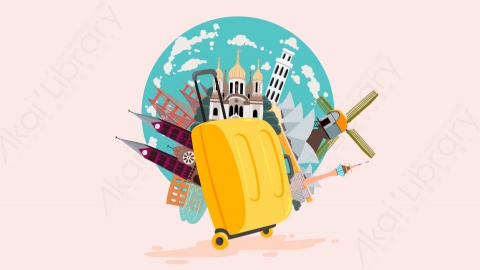 图片素材-扁平环游世界旅游地球地标自然场景-23
