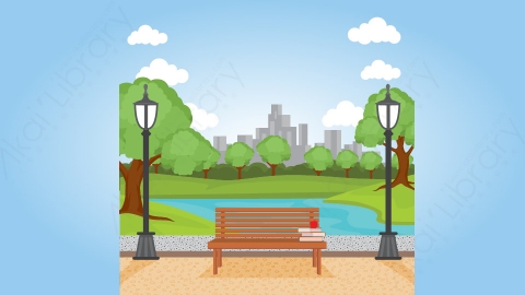 图片素材-扁平户外公园风景场景-7