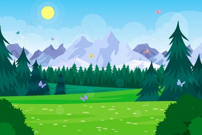 图片素材-扁平森林树木自然风景场景-20