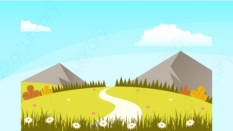 图片素材-扁平草原自然风景场景-15