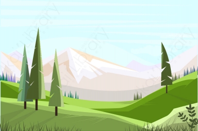 图片素材-扁平草原自然风景场景-17