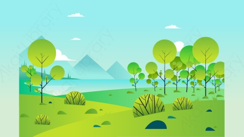 图片素材-扁平草原自然风景场景-30