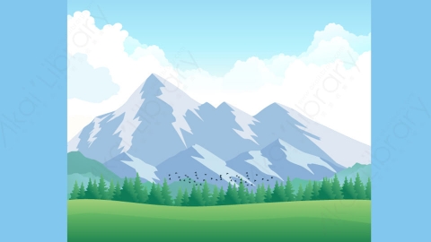 图片素材-扁平草原自然风景场景-4