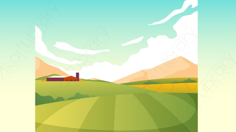 图片素材-扁平农场农村风景场景-15