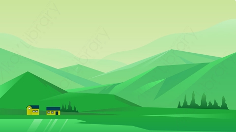 图片素材-扁平山脉自然风景场景-21