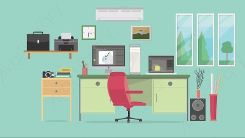 AE模板-Workspace – Animator工作区动画师室内MG扁平卡通动画背景场景