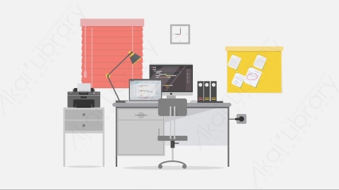 AE模板-Workspace – Programmer工作区程序员室内MG扁平卡通动画背景场景