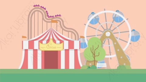 AE模板-Amusement电影院大荧幕室外MG扁平卡通动画背景场景