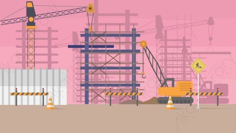 AE模板-Construction建筑工地施工现场室外MG扁平卡通动画背景场景