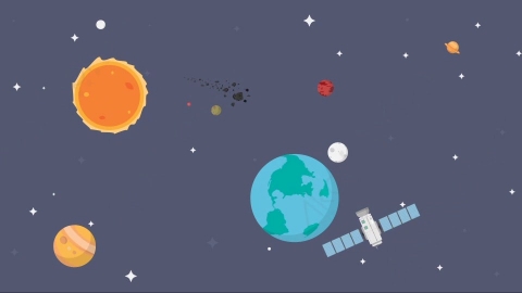 AE模板-Space星球宇宙太空飞船自然MG扁平卡通动画背景场景