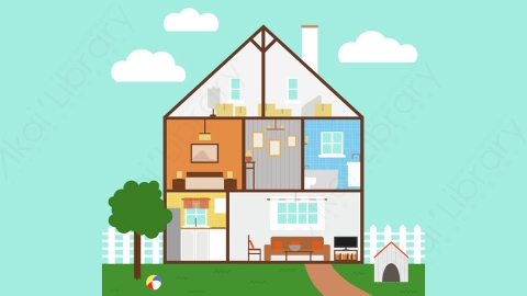 图片素材-扁平住宅房子切面内部场景-16