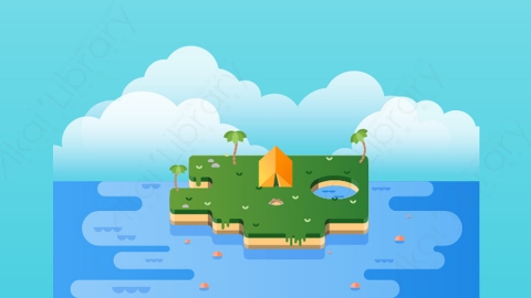 图片素材-扁平海边海滩自然风景场景-18