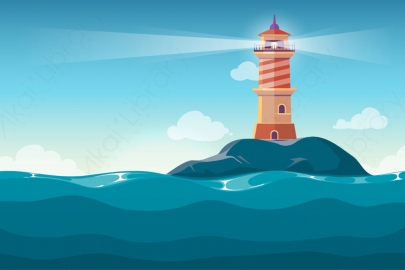 图片素材-扁平海洋海面自然风景场景-19