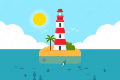图片素材-扁平海洋海面自然风景场景-23