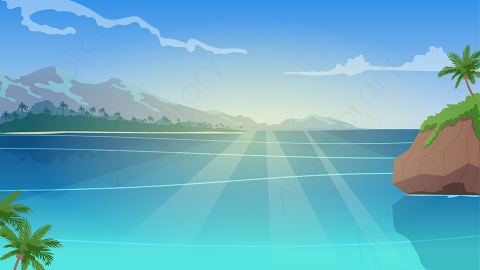 图片素材-扁平海洋海面自然风景场景-24