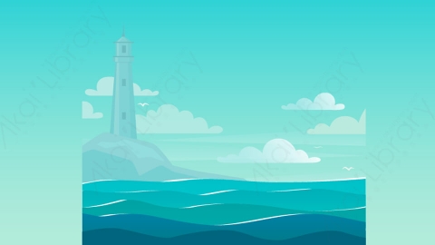 图片素材-扁平海洋海面自然风景场景-4