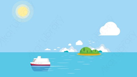 图片素材-扁平海洋海面自然风景场景-8