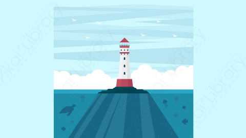 图片素材-扁平海洋海面自然风景场景-24