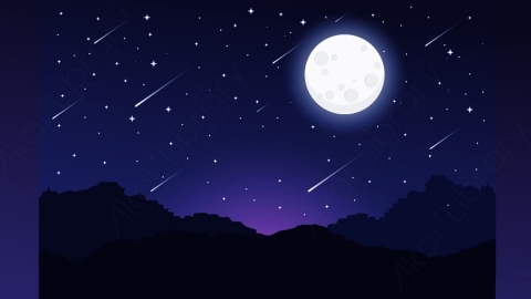 图片素材-扁平夜晚天空自然场景背景-10