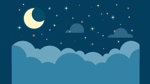 图片素材-扁平夜晚天空自然场景背景-11