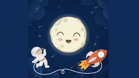 图片素材-扁平夜晚天空自然场景背景-5