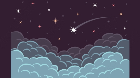 图片素材-扁平夜晚天空自然场景背景-6