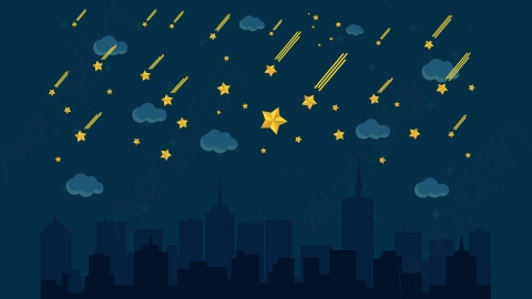 图片素材-扁平夜晚天空自然场景背景-8