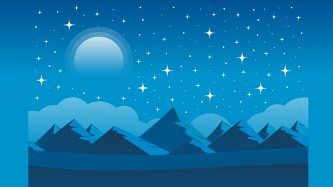 图片素材-扁平夜晚天空自然场景背景-9