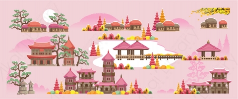 图片素材-扁平中日韩亚洲建筑场景-12