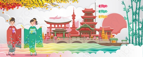 图片素材-扁平中日韩亚洲建筑场景-13