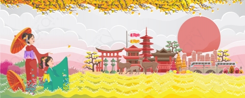 图片素材-扁平中日韩亚洲建筑场景-14