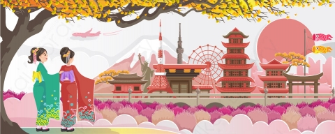图片素材-扁平中日韩亚洲建筑场景-16
