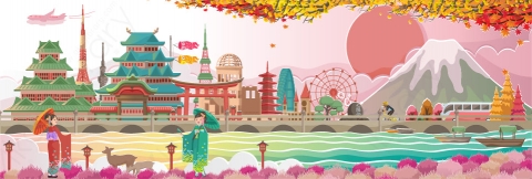 图片素材-扁平中日韩亚洲建筑场景-22