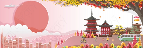 图片素材-扁平中日韩亚洲建筑场景-23