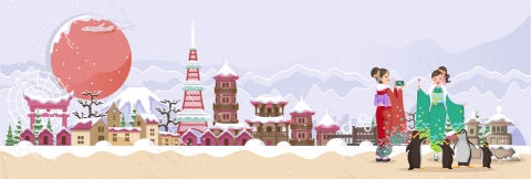 图片素材-扁平中日韩亚洲建筑场景-26