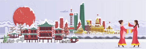 图片素材-扁平中日韩亚洲建筑场景-27