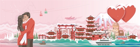 图片素材-扁平中日韩亚洲建筑场景-31