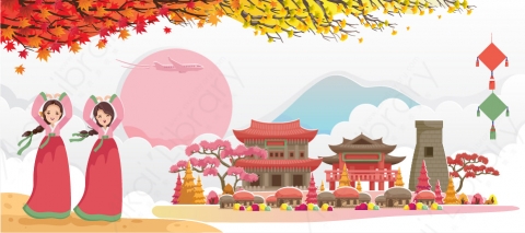 图片素材-扁平中日韩亚洲建筑场景-4