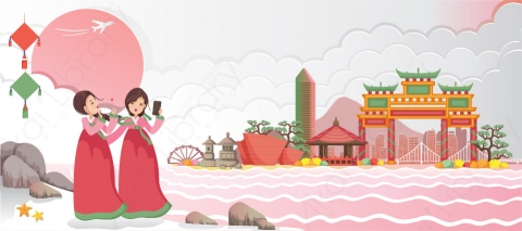 图片素材-扁平中日韩亚洲建筑场景-5