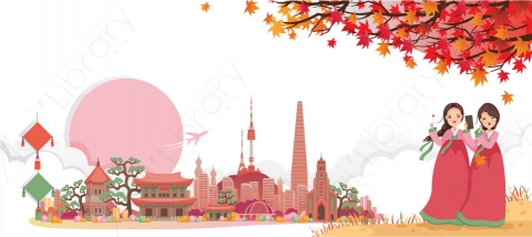 图片素材-扁平中日韩亚洲建筑场景-8