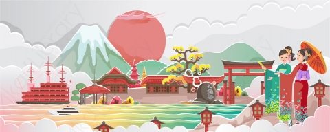 图片素材-扁平中日韩亚洲建筑场景-9