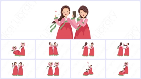图片素材-扁平汉服古风唐装女孩人物角色包平面卡通图形插画MG二维矢量素材