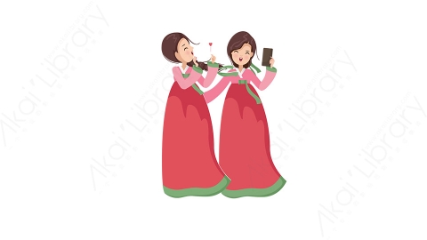 图片素材-扁平汉服古风唐装女孩人物角色-1