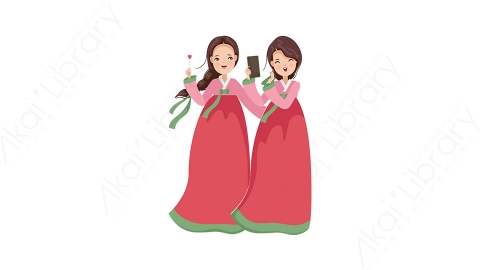 图片素材-扁平汉服古风唐装女孩人物角色-2