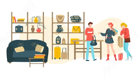 图片素材-扁平服装店生活场景-1